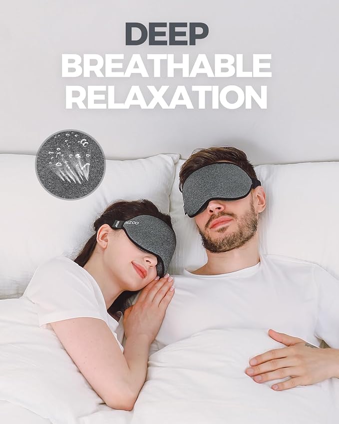 MZOO Luxury Sleep Mask for Back, Side Sleeper, Complete Light Blocking Sleeping Eye Mask Night Blindfold, 3D Zero Pressure & Spacious for Lash Extensions, Breathable Soft Eye Cover Flight Nap Travel-Velvo Beauty