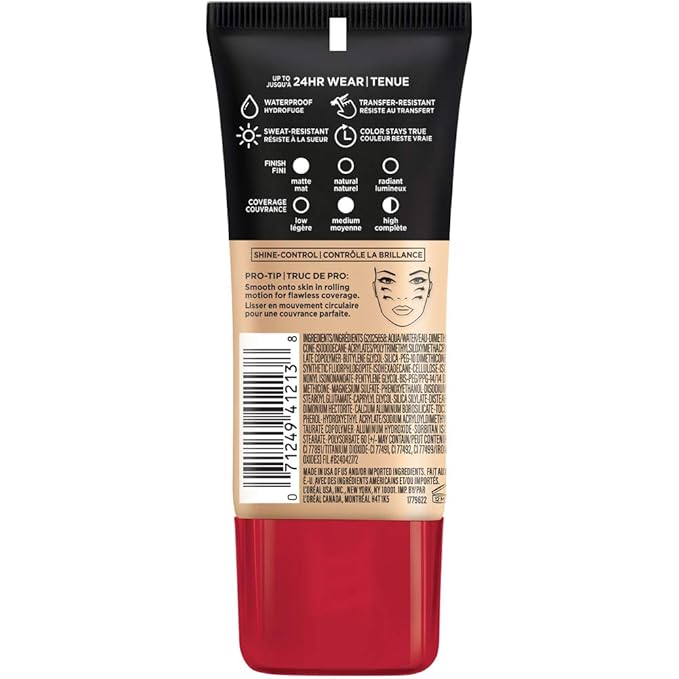 L'Oreal Paris Cosmetics Makeup Infallible Pro-Matte Liquid Longwear Foundation, Natural Rose, 1 fl oz-Velvo Beauty