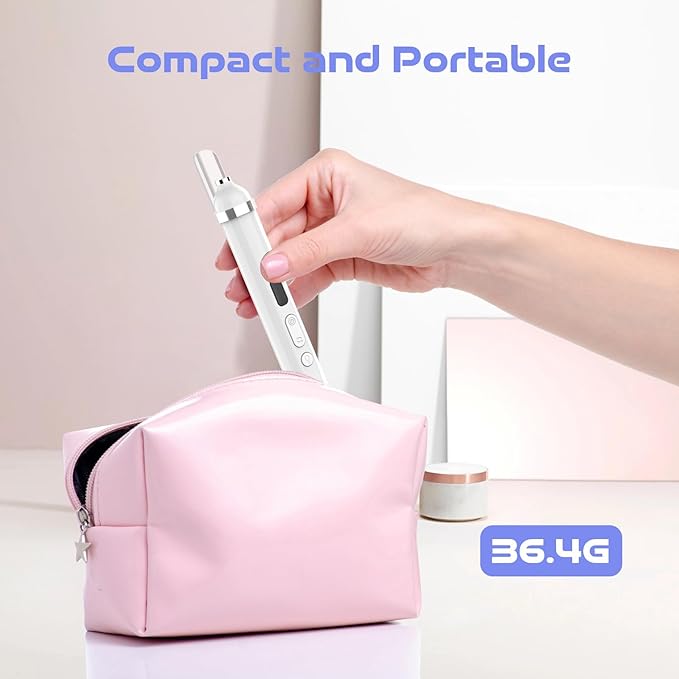 Electric Nail Drill, Cordless Drill, Portable Nail File Kit for Thick Toenails, Nail Dril Machine Professional Manicure Pedicure for Hand Natural Nails Care (White)-Velvo Beauty