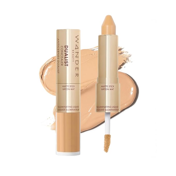 Wander Beauty Dualist Matte and Illuminating Concealer Makeup - Medium - Dual-Ended Matte Concealer Stick + Liquid Concealer - Full Coverage Concealer Brightens & Hydrates Under Eyes - 0.28 fl oz-Velvo Beauty