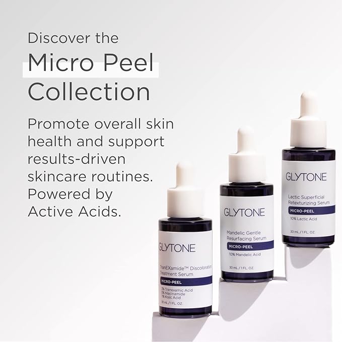 Glytone Micro-Peel Lactic Superficial Retexturizing Serum | Anti-Aging AHA Exfoliating Serum for Face with 10% Lactic Acid | Hydrates, Brightens & Reduces Wrinkles | Paraben-Free - 1 Fl oz-Velvo Beauty