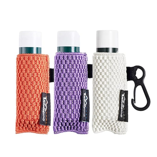 WKieason Lip Balm Sleeves Holder Keychain 3pcs Clip on Chapstick Keychain Holder Pouch Tight-Knit Elastic Lipstick Key Chain Holder (Orange/Purple/Beige)-Velvo Beauty