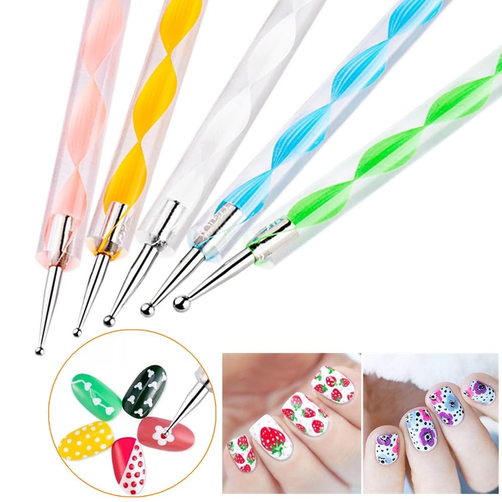 Nail Art Design 11PCS Kits - Resin Nail Art Palette, 5Pcs Nail Art Sculpture Pen Dual Tipped Silicone Nail Tools, 5Pcs Double Ended Nail Dotting Pens-Velvo Beauty