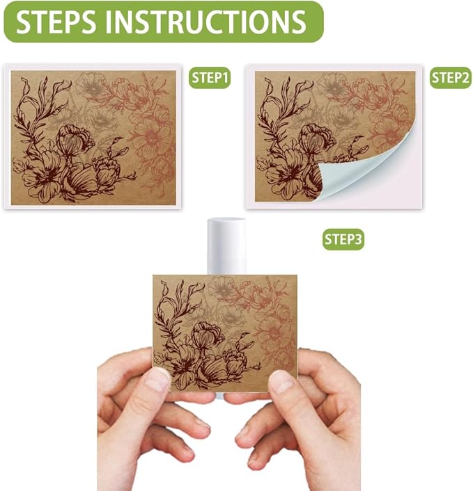 OLYCRAFT 100Pcs Self-Adhesive Lip Balm Tag Stickers 1.7x2.1 inch Waterproof Adhesive Label with Vintage Flower Rectangle Lipstick Tag Sticker for Lip Balm Container Tubes Lipstick Wrapping Decoration-Velvo Beauty