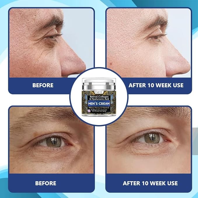 VAITE Mens Face Skin Moisturizer with Collagen, Retinol Ant-Aging, Anti-Wrinkle Under the Eyes Men's cream care for Face with Hibiscus & Honey, Hyaluronic acid, Vitamin C Made in USA-Velvo Beauty