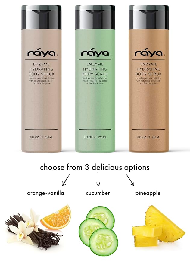 RAYA Enzyme Hydrating Body Scrub 8 oz Cucumber Scent (S-104) | Gentle and Exfoliating Body Scrub | Made with Seaweed, Jojoba Beads, and Fruit Enzymes-Velvo Beauty
