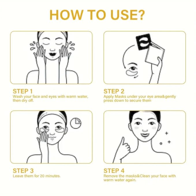 60 Pcs-Under Eye Mask For Eye Care,24K Gold Eye MaskHydrating Moisturizing Eye Mask Patch Under Eye Patches For Dark Circles And Puffiness-Velvo Beauty