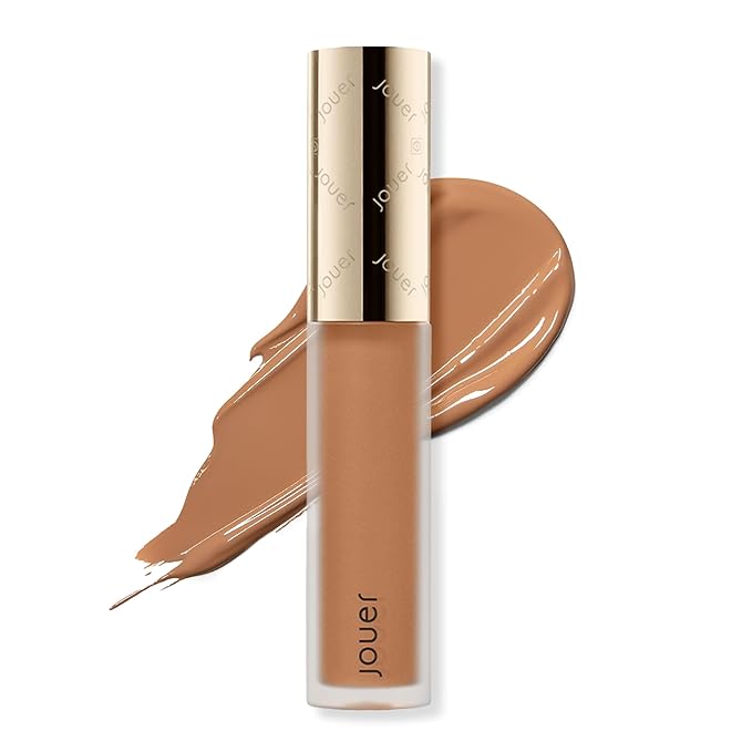 Jouer Essential High Coverage Liquid Concealer - Brightening Concealer - Color Corrector for Under Eye Dark Circles, Spot Coverage, and Eye Primer - Soft Matte Finish, DarkOchre-Velvo Beauty