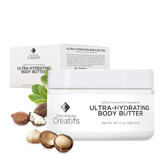Ultra-Hydrating Body Butter with Shea Butter, 8.5 fl. oz., Salted Caramel and Macadamia Scent, Deep Moisturizing, Soothes, Repairs, and Nourishes Skin-Velvo Beauty