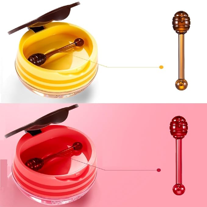 4 Pcs Bee Lip Balm Lip Mask Honey Pot, Honey & Strawberry Lip Mask Propolis Moisturizing Lip Balm Hydrating Prevention Dry and Cracked Lip Scrubs Exfoliator,Reduces Lip Lines.-Velvo Beauty