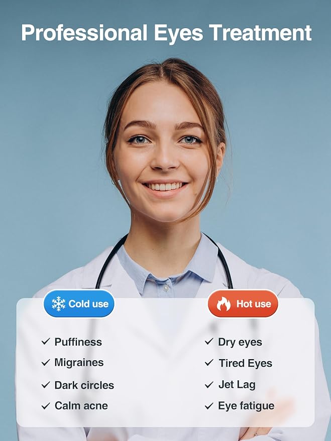 Luxtude Gel Eye Mask Cooling Eye Mask for Dry Eyes 2PCS, Heated Warm Eye Ice Pack Reusable Gel Sleep Mask, Frozen Cold Eye Compress for Puffiness/Dark Circles/Headaches/Allergies (Blue)-Velvo Beauty