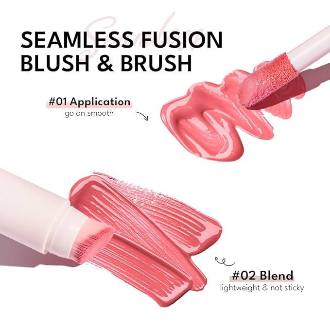 Liquid Cream Blush Stick Makeup for Cheeks | Build-in Brush - Application & Blending in One #L001-Velvo Beauty