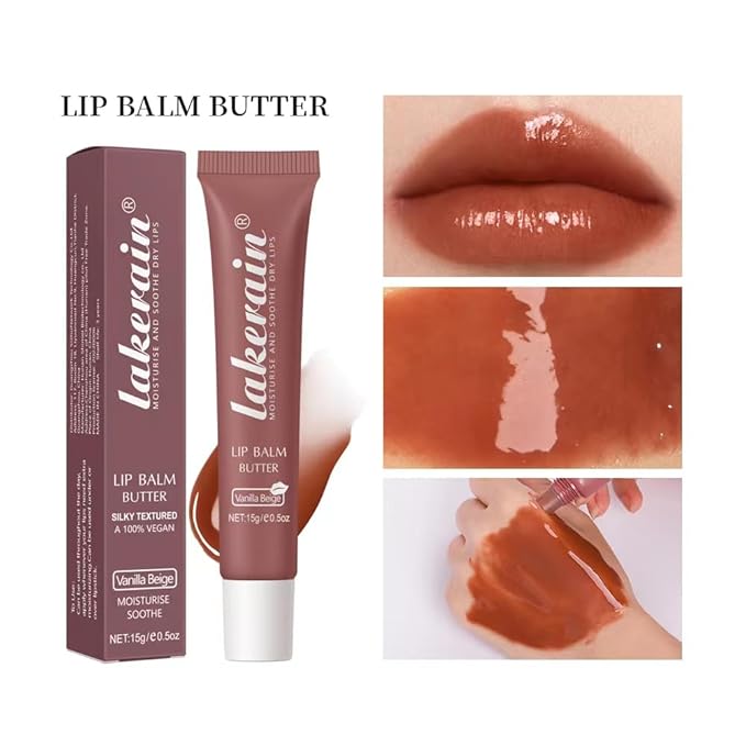 3 Colors Lip Butter Balm Set，Vanilla Vanilla Beige Brown Sugar, Lasting Moisture Non Stick Glow Resurrection Cream Lip Oil Gloss Trio Lip Care Makeup(123# Vanilla + Vanilla Beige+Brown Sugar)-Velvo Beauty