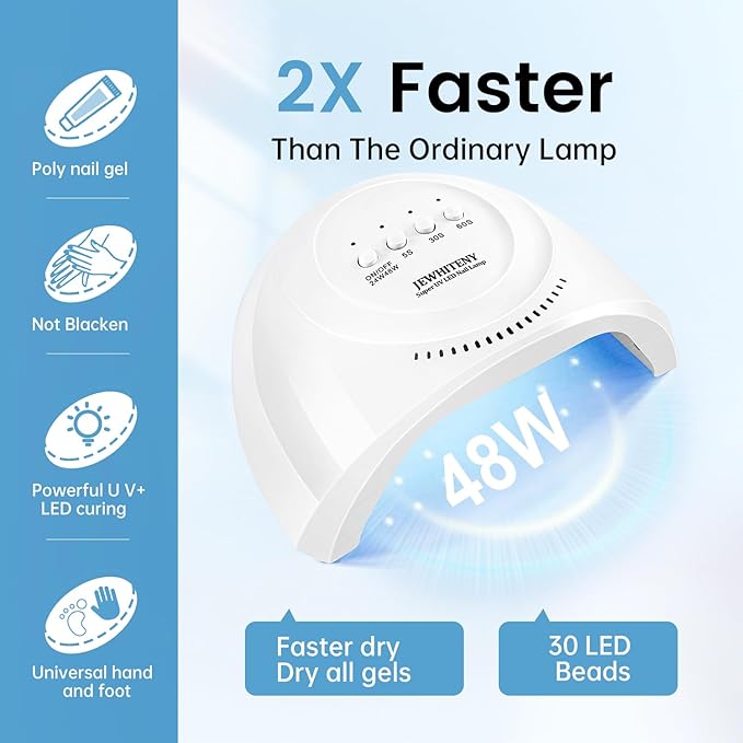 JEWHITENY Poly Nail Gel Kit 14 Colors Purple Nude Grey Black Blue Glitter Tones Starter Kit with UV Lamp Matte & Glossy Top & Base Coat All-in-One Designs DIY At Home-Velvo Beauty