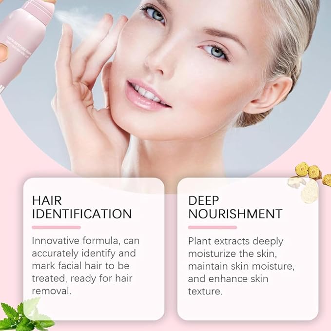 2PCS Hair Identifier Spray for Face Shaving，face hair identifier spray，Moisturizing And Skin Care Set Spray，suitable for all skin types (Spray Plus Razor)