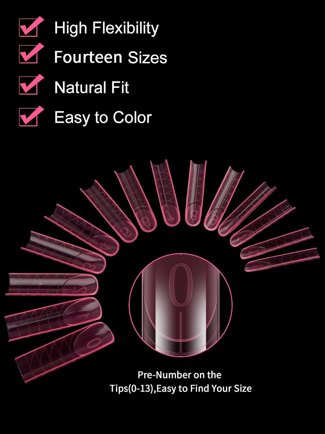 EBANKU Dual Nail Forms for Poly Extension Gel, Reusable Nail Molds 15 Sizes Nail Extension Forms for Builder Gel Manicure Design Salon DIY, 140 Pieces, 14 Sizes-Velvo Beauty