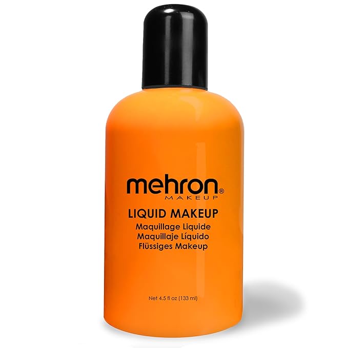 Mehron Makeup Liquid Makeup | Face Paint and Body Paint Perfect for Halloween, Cosplay I Air Brush Compatible 4.5 oz (133 ml) (Orange)-Velvo Beauty