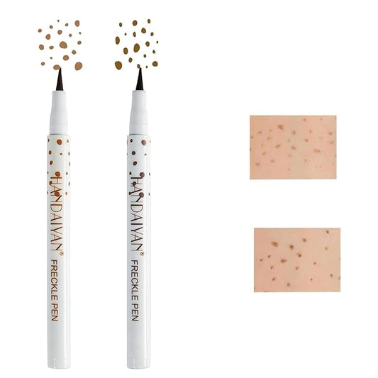 Freckle Pen Waterproof 2 Colors,Natural Lifelike Faux Face Freckle Makeup Pen,Magic Freckle Color,Waterproof Longlasting Soft Small Sopt Pen,For Natural Effortless Sunkissed Skin Makeup(2packs)-Velvo Beauty