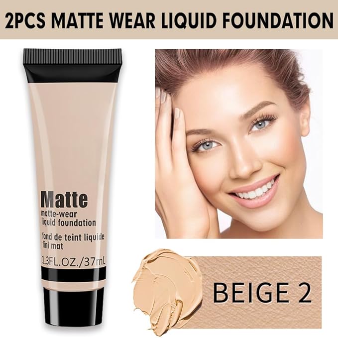 1 Pack Matte Oil Free Concealer Foundation Cream,Professional Make-up Base Facial Matte Full Coverage Liquid Concealer Hide Foundation Primer Makeup Repair Kit.(BEIGE 5#)-Velvo Beauty