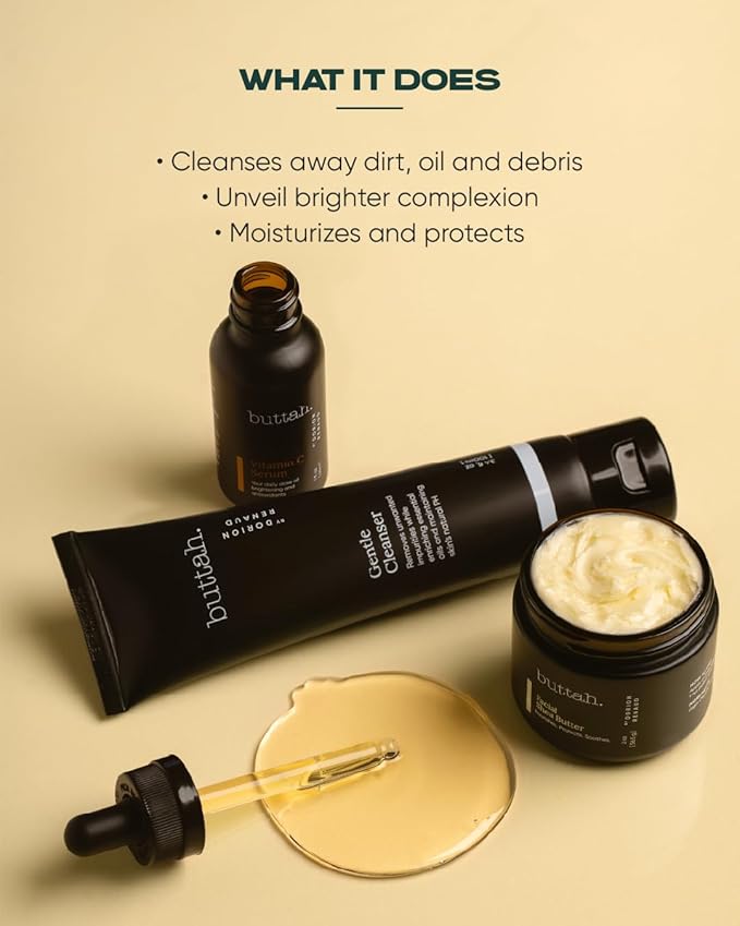 Buttah Skin by Dorion Renaud Complete Melanin-Rich Skin Care Kit | Shea Butter, Vitamin C Serum, Facial Cleanser | Organic & Natural | Black-Owned-Velvo Beauty