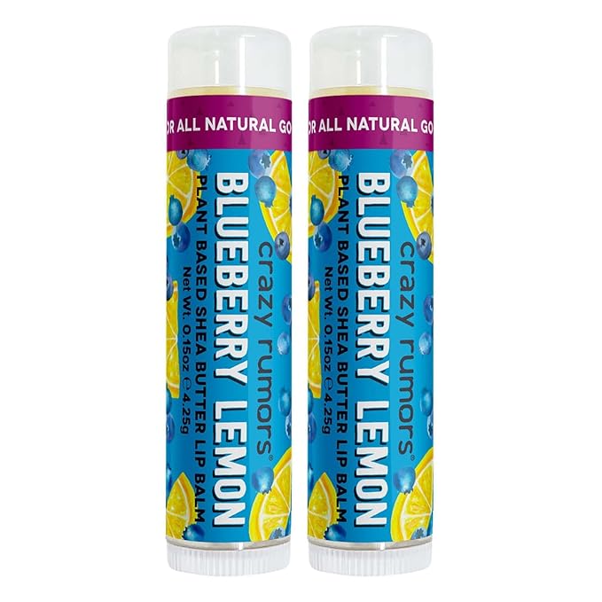 Crazy Rumors Blueberry Lemon Flavored All Natural, Plant Based Lip Balm to Moisturize and Nourish your Lips - Blueberry Lemon (2-Pack)-Velvo Beauty