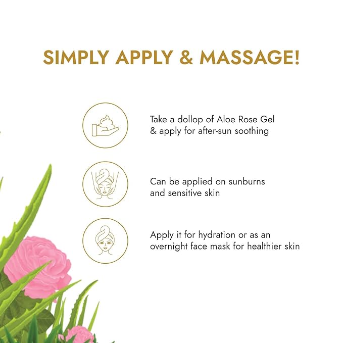 Skin Rituals Aloe Rose Gel 200 gms | After-sun Soothing Gel | For Sunburn Relief & Hydration | Clinically Tested Rose Actives| Ayurvedic Tan Minimiser-Velvo Beauty