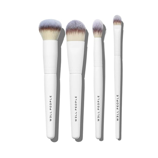 Well People Bio Complexion Brush Set, 4-Piece Face Brush Set For All Complexion Products, For Liquids, Powders & Creams, Cruelty-free Bristles-Velvo Beauty