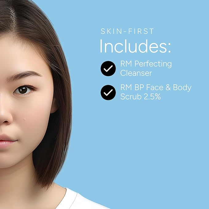 Rachel Moayer Skincare Cleansing Essentials Bundle includes RM Perfecting cleanser and RM BP Face & Body Scrub 2.5%-Velvo Beauty