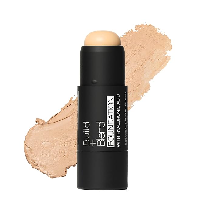 Palladio BUILD & BLEND Foundation Stick, Medium Coverage Buildable Contour Stick for Face, Ultra Blendable Creamy Formula for a Natural Shine Free Finish, 0.25 Ounce (Natural Ivory)-Velvo Beauty