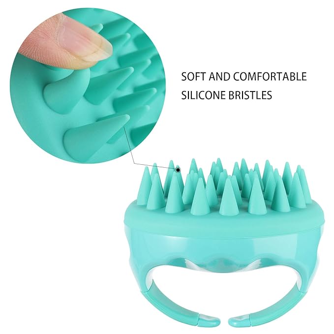 BTYMS Hair Shampoo Brush, Scalp Massager Silicone Scalp Scrubber Hair Washing Brush - Green-Velvo Beauty
