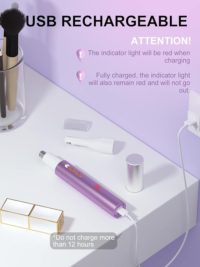 AHHFEI Rechargeable 5 in 1 Ear and Nose Hair Trimmer for Women, 2025 Professional Painless Eyebrow & Facial Hair Trimmer with Powerful Motor and Dual-Edge Blades Easy Cleansing-Velvo Beauty