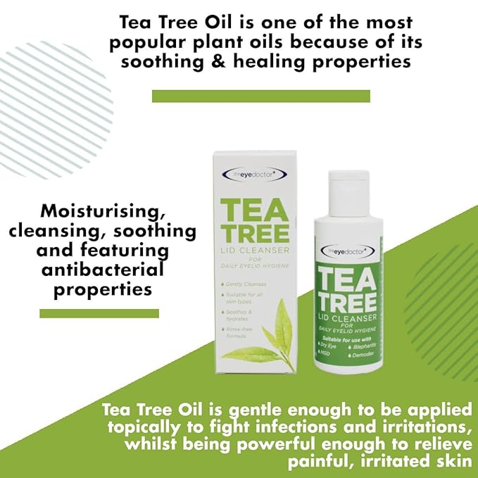 The Eye Doctor Tea Tree Lid Cleanser Twin Pack - 2X 100ml – Daily Hygiene Remove Debris & Make-up Eyelid Eyelashes – For Sensitive Eyes – Tea Tree Oil Argan Oil Coconut Oil & Micellar Water-Velvo Beauty