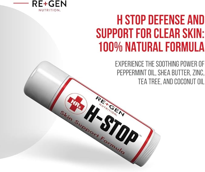 H Stop Lip Balm with Shea Butter, Peppermint Oil, Tea Tree, Lemon Balm, Zinc, Coconut and More for Clear and Healthy Skin Care, Discreet Blister Support Moisturizer, 0.5 oz-Velvo Beauty