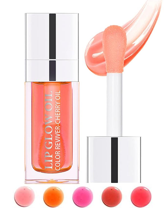 Hydrating Plumping Lip Glow Oil,Tinted Lip Gloss,Transparent Toot Lip Oil,Long Lasting Moisturizing Clear Glow Reviver Lip Oil for Lip Care Dry Lips,Women's Day Makeup Gift for Women(#001 Pink)-Velvo Beauty