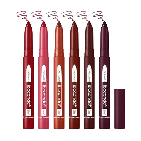 ibcccndc 6PCS Lip Liner and Lipstick Set - High Pigmented Creamy Matte Lip Liner Pencil Set for Girls and Women, Lip Makeup Gift Sets - Waterproof Formula (B)-Velvo Beauty