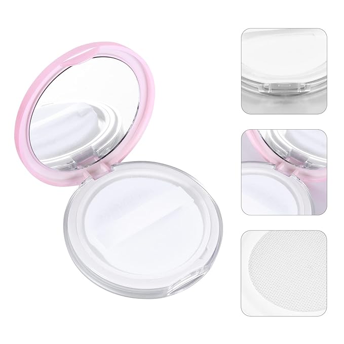Powder Puff 2pcs Loose Powder Containers with Elasticated Net Sifter, Mirror and Puff 5g Loose Powder Compact Case Case for DIY Makeup and Travel () Cushion Foundation-Velvo Beauty