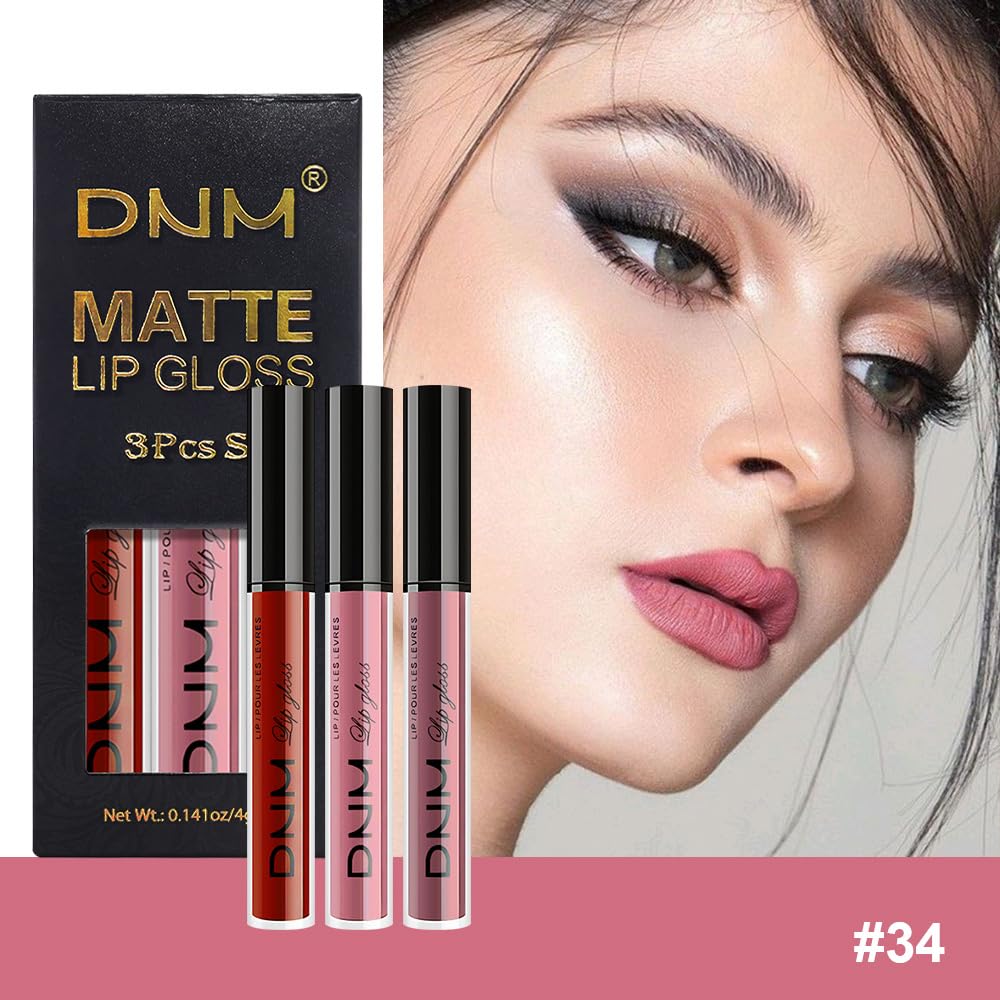 evpct 3Pcs Dark Red Mauve Maroon Matte Liquid Lipstick Lip Stain Sets for Women, Matte Lipstick Long Lasting Waterproof Permanent 24 Hours original, Magic Lip Sticks Pack for Halloween Daily Makeup-Velvo Beauty