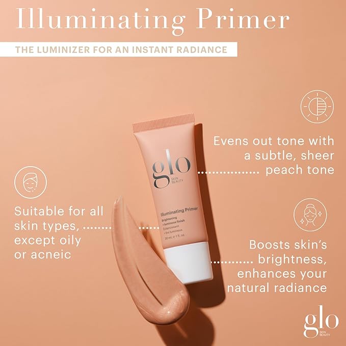 Glo Skin Beauty Illuminating Primer with Vitamin C – Brighten & Correct Skin Tone for Smoother Makeup Application, Radiant Glass Skin Finish, for All Skin Types-Velvo Beauty