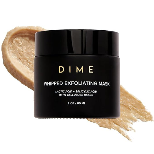 DIME Beauty Whipped Exfoliating Mask, Face Scrub and Cleanser, Lactic Acid and Salicylic Acid Scrub, 2 oz / 60 ml-Velvo Beauty