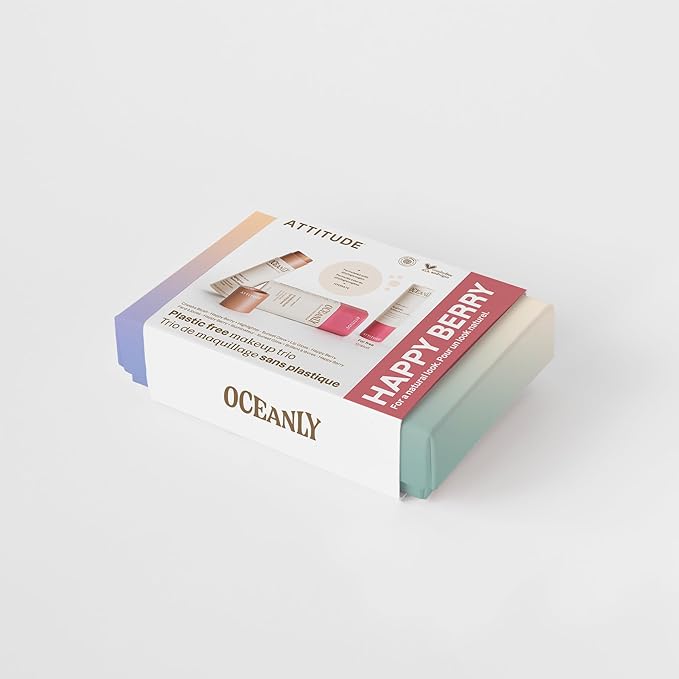 ATTITUDE Happy Berry Makeup Trio Set, EWG Verified, Titanium Dioxide-Free, Plastic-free, Plant and Mineral-Based Ingredients, Vegan and Cruelty-free Beauty Products, Set of 3 Makeup Sticks-Velvo Beauty