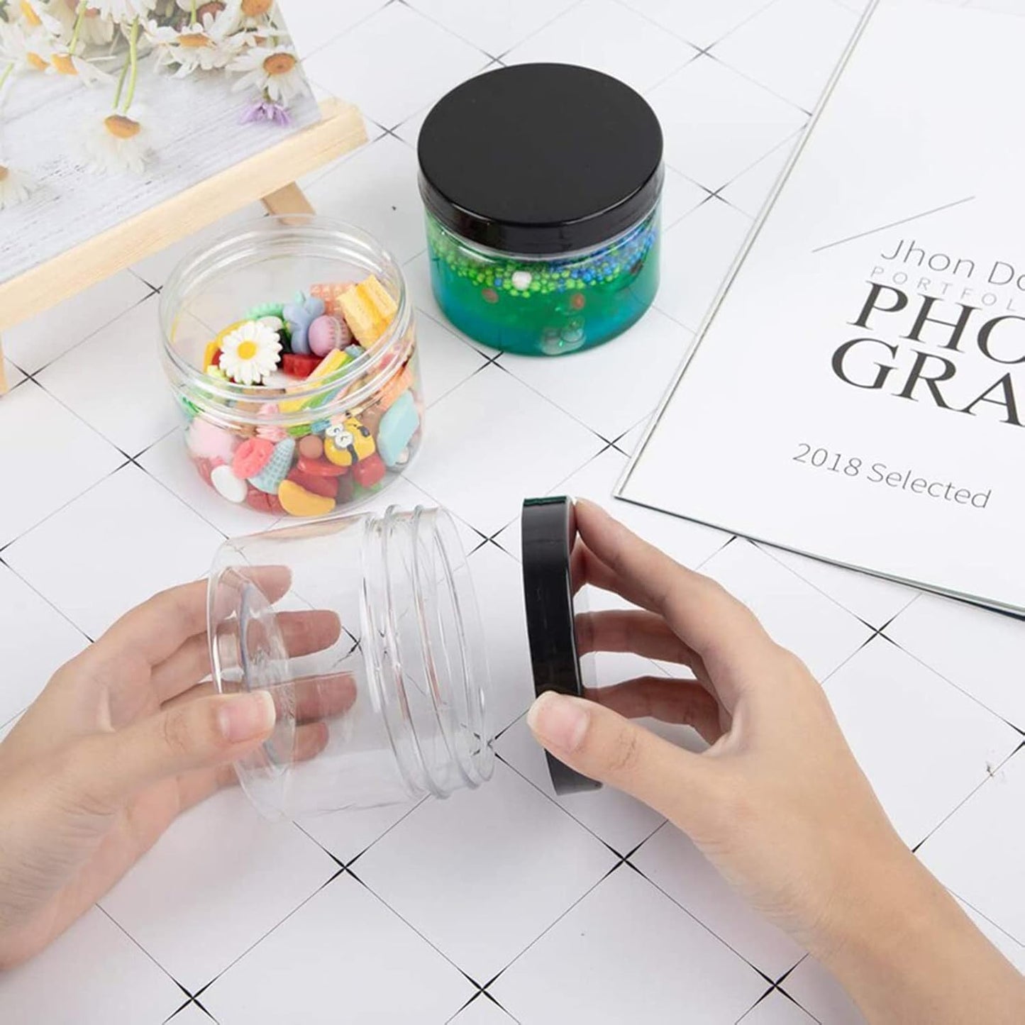 50 Pieces 4oz Plastic Jars with Lids Clear Round Cosmetic Container Empty Storage Jars for Makeup,Jewelry,Samples,Travel Storage-Velvo Beauty