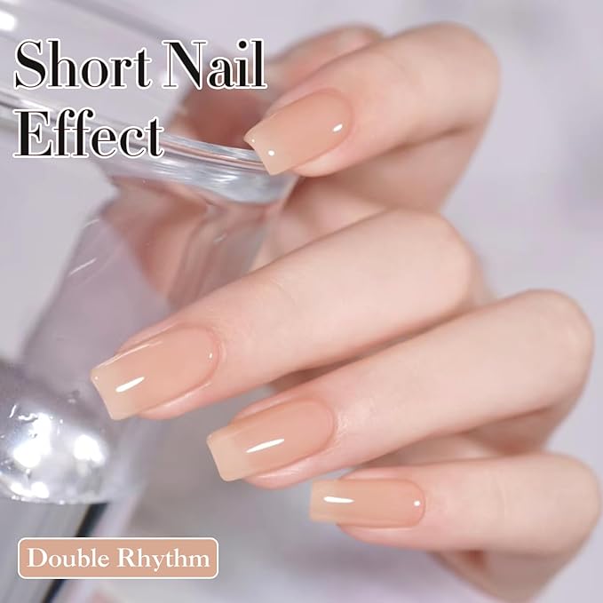 Double Rhythm 0.5Oz Translucent Gel Polish Sheer Neutral Natural Light Milky Same Color Same Bottle 15ML Jelly Gel Polish Art DIY at Home (Milky Nude-A1358)-Velvo Beauty