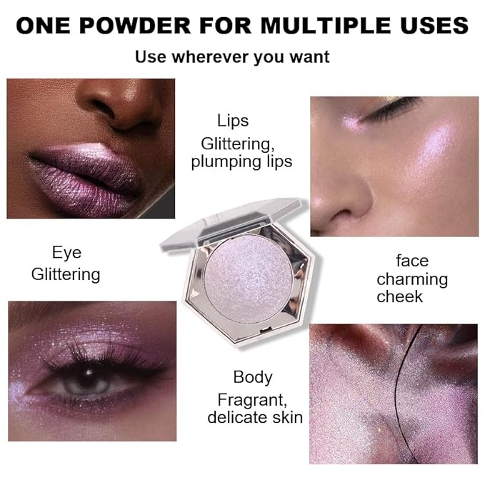 Purple Pink Shimmer Highlighter Highlight Makeup Contour Powder Palette， Face Illuminator Highlighter, Blush and Makeup Highlighter Bronzer Palette Highlighter+Makeup iluminadores Illuminator Make Up (Pink)-Velvo Beauty