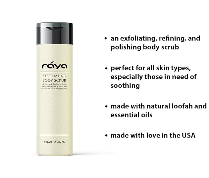 RAYA Exfoliating Body Scrub 8 oz (S-103) | Exfoliating, Refining, and Polishing Body Scrub | Made with Natural Loofah and Essential Oils | Relieves Ingrown Hairs-Velvo Beauty