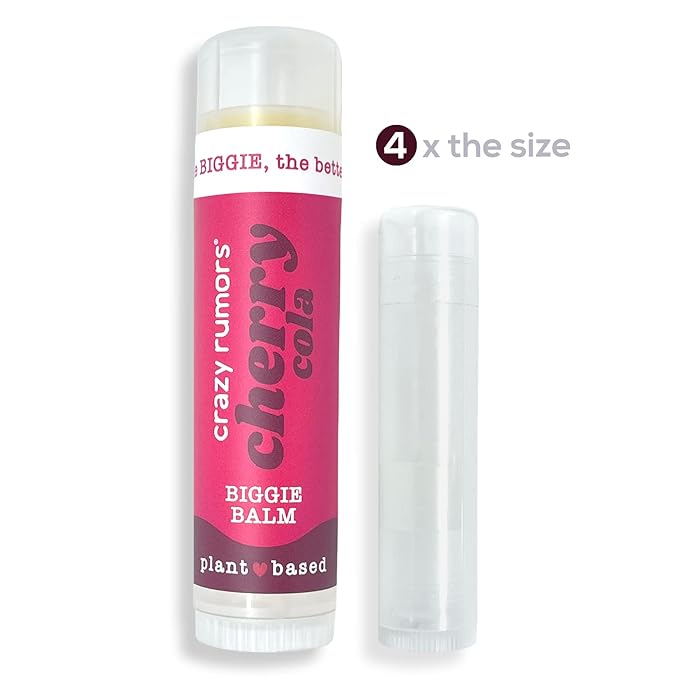 Crazy Rumors Biggie Cherry Cola Flavored All Natural, Plant Based Lip Balm to Moisturize and Nourish your Lips - Cherry Cola Biggie Tube 0.6 oz (4x Larger than standard 0.15 oz lip balm)-Velvo Beauty