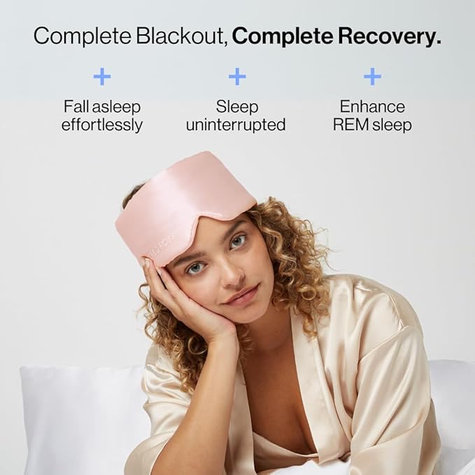 Dore & Rose Deep Sleep Mask Light Blocking, 23 Momme Mulberry Silk Eye Mask, Ultra Soft, Adjustable - Travel Sleeping Mask for Men & Women - Pink-Velvo Beauty