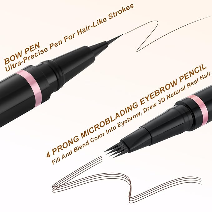 Eyebrow Pencil Makeup Kit, with Waterproof 2-IN-1 Microblading Eyebrow Pen, Eyebrow Pomade, Eyeliner and Dual-ended Eyebrow Brush, Brow Pencil Kit for Natural Eyebrows - Dark Coffee-Velvo Beauty