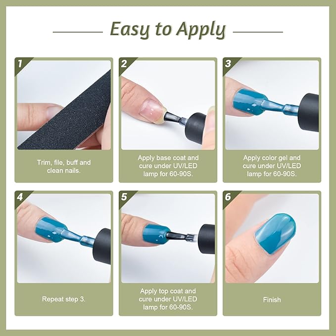 JODSONE 60 PCS Gel Nail Polish Kit with U V Light 55 Colors No Wipe Beautiful Colors Nail Gel Polish Base Top Coat Manicure Gifts for Salon and at Home-Velvo Beauty