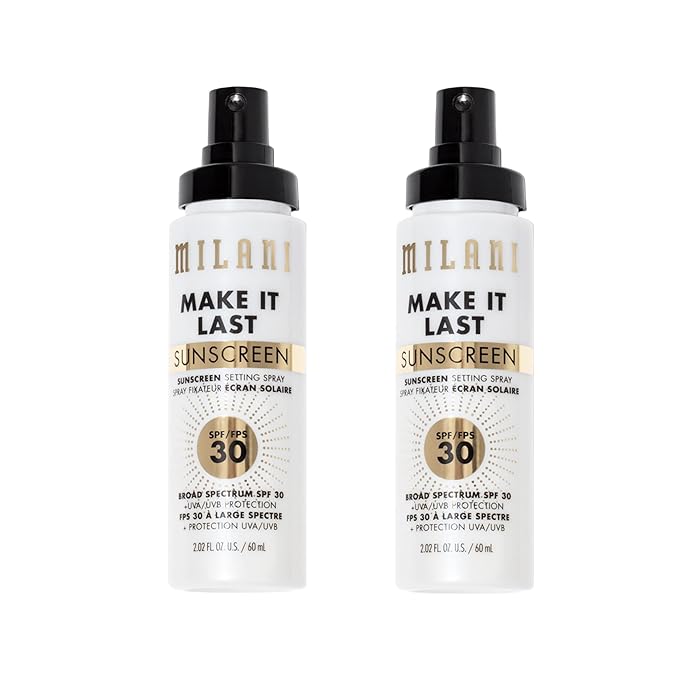 Milani Make It Last Sunscreen - Sunscreen Setting Spray with SPF 30 - Makeup Primer and Setting Spray with SPF30 Sunscreen, Long Lasting Makeup Finishing Spray - 2 Pack-Velvo Beauty