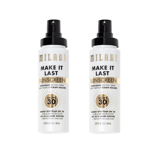 Milani Make It Last Sunscreen - Sunscreen Setting Spray with SPF 30 - Makeup Primer and Setting Spray with SPF30 Sunscreen, Long Lasting Makeup Finishing Spray - 2 Pack-Velvo Beauty
